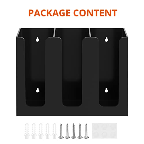 Richboom Acrylic Coffee Cup and Lid Storage Organizer Holder, 3 Compartments, Black - color: Black-3 Compartment