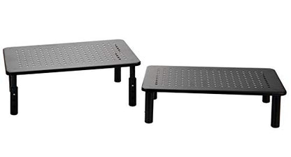 Mind Reader Monitor Stand, Height Adjustable, Ventilated Laptop Riser, Metal, 14.5"L x 9.25"W x 4-5.5"H, Set of 2, Black - size: 2-Pack
