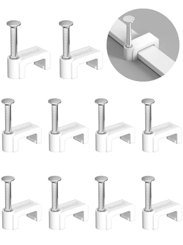 Jadaol 100Pcs 7.5mm Cable Clips with Nails, Custom Fit for Jadaol Cat6 Flat Ethernet Cable, Wall Wire Tacks for RJ45 LAN, Coax, Speaker, and Network Cables - size: 7.5mm