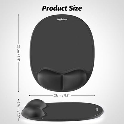Ergonomic Mouse Pad with Skin-Friendly Lycra Memory Foam Wrist Rest, Easy-to-Clean Smooth PP Surface, and Non-Slip PU Base – Ideal for Vertical, Ergonomic, and Office Mice (Jet Black) - color: Jet Black