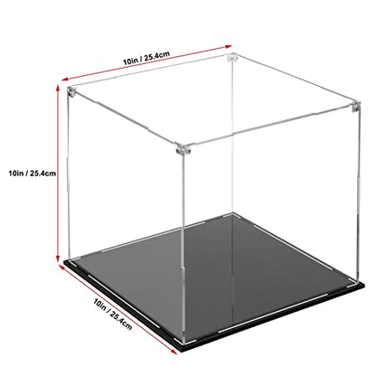 Cliselda Clear Acrylic Display Case with Black Base 10x10x10 inch, Sturdy Acrylic Display Box Countertop Box, Assemble Dustproof Protection Showcase for Action Figures Toys Collectibles - size: 10x10x10 inch