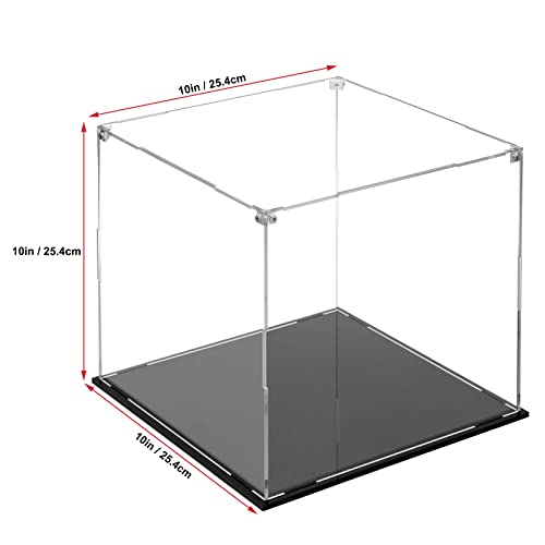 Cliselda Clear Acrylic Display Case with Black Base 10x10x10 inch | Sturdy Acrylic Display Box Countertop Box, Assemble Dustproof Protection Showcase for Action Figures Toys Collectibles - size: 10x10x10 inch