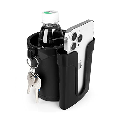 Accmor 3-in-1 Bike Cup Holder with Cell Phone Keys Holder, Bike Water Bottle Holders, Universal Bar Drink Cup Can Holder for Bicycles, Motorcycles, Scooters, Black - color: Black