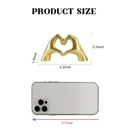 Small Gold Hand Heart Sculpture Home Decor for Living Room Bedroom Office | Resin Heart Gesture Statue Gifts Merch for Women Girls Wedding Birthday Love Finger Statue for Shelf Bookshelf Coffee Table - size: X-Small