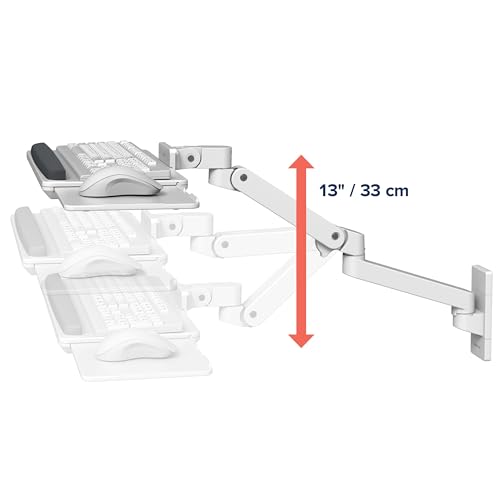 Ergotron – Upgraded LX Pro Premium Keyboard Arm, Wall Mount Adjustable Keyboard Tray – White - color: White