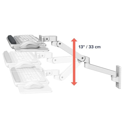 Ergotron – Upgraded LX Pro Premium Keyboard Arm, Wall Mount Adjustable Keyboard Tray – White - color: White