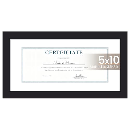 upsimples 5x10 Business License Frame, Display Document 3.5x8 with Mat or 5x10 without, Wall Hanging cosmetology license frame, Black, 1 Pack - color: Black, size: 5x10