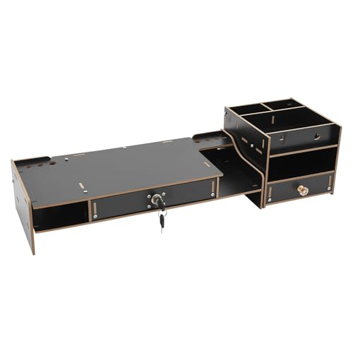 Computer Monitor Stand, Computer Rack with Drawers, Two top Platforms Desk Organizer Monitor Stand with Extra Large Storage Desktop Computer Stand for PC, Laptop, Printer, Screen, TV (06) - size: 06