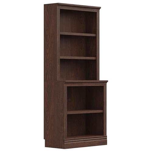JAHRSTIM Halston Bookshelf, 5-Tier Tall Deep Storage Shelf, Adjustable Open Shelving Unit Closet Organizer and Storage for Living Room Home Office Bedroom, Modular Deep Bookcase Bookshelves - color: Dark Cherry, size: Multi-Depth w/o Doors