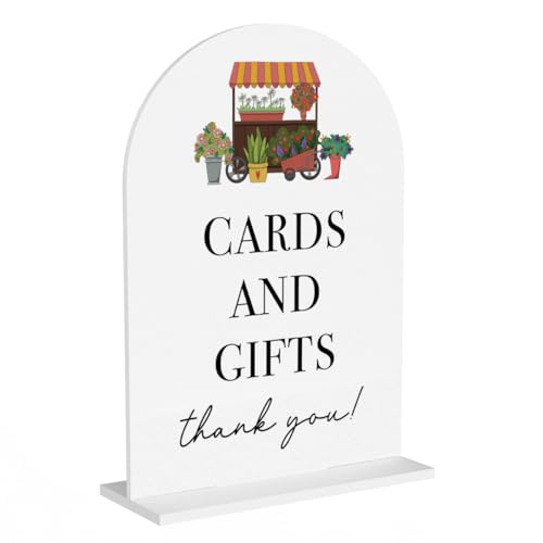 Fresh Off The Market Cards and Gifts Sign Fresh Off The Market Wedding Engagement Bridal Shower Decor for Ceremony Reception Table Desk Decor Acrylic Sign 5"x7" - color: Cards and Gifts 1