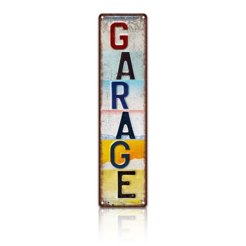 Vintage Garage Wall Decor Street Signs Metal Tin Signs 4 x 16 Inches - color: Garage