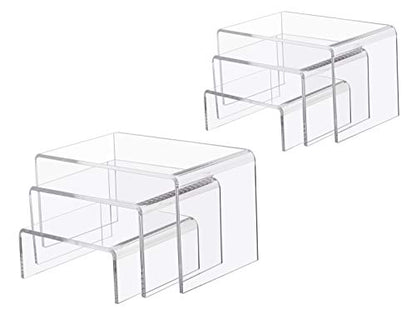 Jusalpha 6 -Piece Strong Clear Acrylic Rectangular Riser For Retail, Shelf Showcase Fixtures for Jewelry, Display Stand for Amiibo Funko POP Figures, Cupcakes, Food Display (2) - size: Medium, 2 Sets