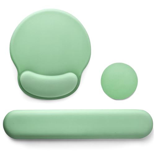 Keyboard Wrist Rest Mouse Pad with Wrist Support, Gaming Mousepad with Non-Slip Base, Ergonomic Mouse Wrist Arm Cushion Support for Home Office Laptop Computer, Easy Typing for Pain Relief, Green - color: Green