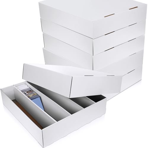 Yexiya 12 Pcs 5000 Count Card Storage Boxes for Trading and Gaming Cards White Cardboard Organizer with Divider Collector Holders Collectibles Box for Sports Basketball Collecting