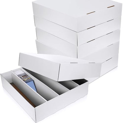 Yexiya 12 Pcs 5000 Count Card Storage Boxes for Trading and Gaming Cards White Cardboard Organizer with Divider Collector Holders Collectibles Box for Sports Basketball Collecting