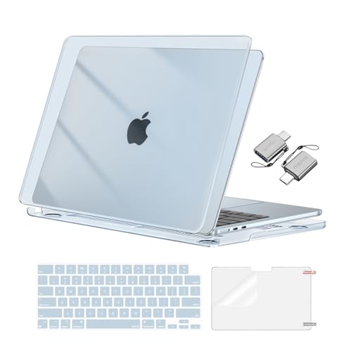MOSISO Compatible with MacBook Air 13 inch Case M5 2026 M4 2025 M3 M2 2024-2022 A3449 A3240 A3113 A2681, Hard Shell&Keyboard Cover&Screen Film&Type C for MacBook Air 13.6 inch Case, Crystal Sky Blue - color: Crystal Sky Blue
