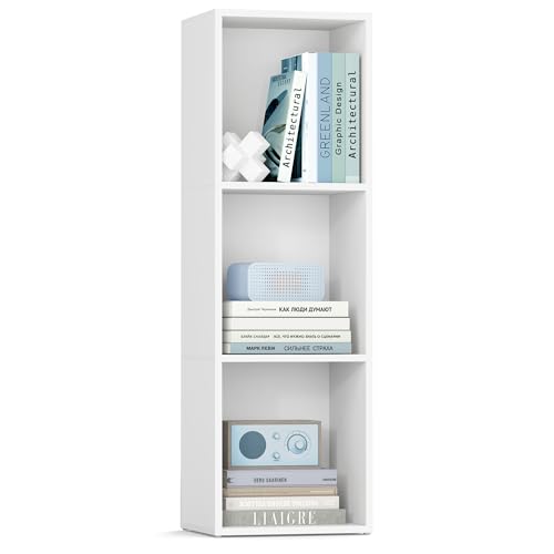 VASAGLE CUSTOS Collection - Bookshelf, 3-Tier Bookcase, Book Shelf, Open Storage Shelf, 9.4 x 11.8 x 37.3 Inches, for Living Room, Home Office, Dining Room, Cloud White ULBC433W01 - color: Cloud White, size: 3 Tiers (11.8"W)