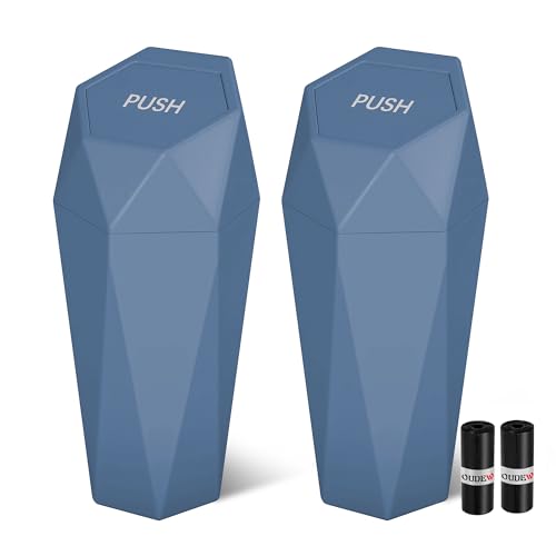 Car Trash Can with Lid - 2-Pack, Interior Accessories for Vehicles, Leakproof Garbage Can with 30 Detachable Trash Bags, Multipurpose Organizers and Storage for Home, Office (Dark Blue) - color: Dark Blue-2Pcs