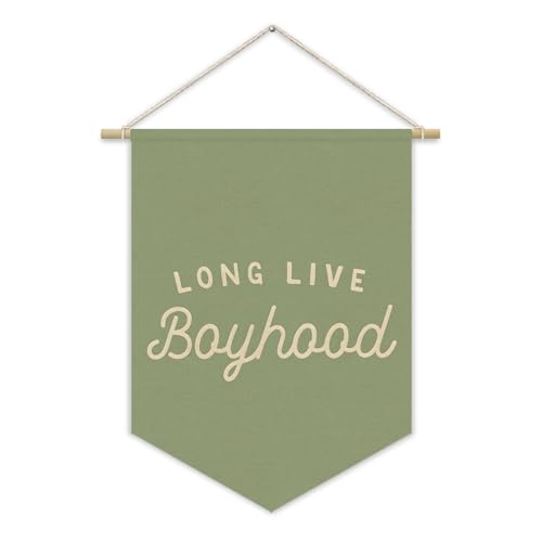 Long Live BoyHood Banner Sage Green Decor Boy Room Decor,Nursery Playroom Wall Decor For Boys Bedroom Toddler Decorations Teen Boy Room Decor,Wall Hanging Pennant Flag Banner 15x11in - color: Saga green