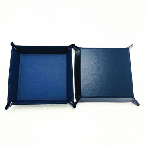 Valet Tray Desktop Storage Organizer – Vegan Leather Catchall Tray Bedside Vanity Tray Nightstand Caddy Holder for Remote Controller, Watch, Keys, Phone, Wallet, Coin, Jewelry, Navy - color: Navy Blue