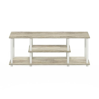 Furinno Turn-N-Tube No Tools 3D 3-Tier Entertainment TV Stand up to 50 inch TV, Round Tubes, Oak - color: Oak/White, size: 50 inch