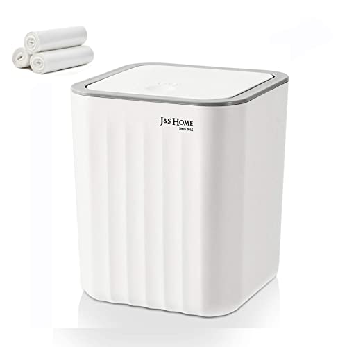 SUBEKYU 0.6 Gal Mini Desktop Trash Can with Lid, Small Square Countertop Garbage Bin, Plastic Tiny Tabletop Wastebasket for Office/Kitchen/Coffee Table, White - color: White 0.6 Gal with Lid