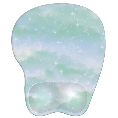 Mouse Pad with Wrist Rest Ergonomic Mouse Pad with Comfortable M-Shape Pain Relief Wrist Support Non-Slip PU Base Mousepad for Laptop, Office & Home (Fresh Forest) - color: Fresh Forest