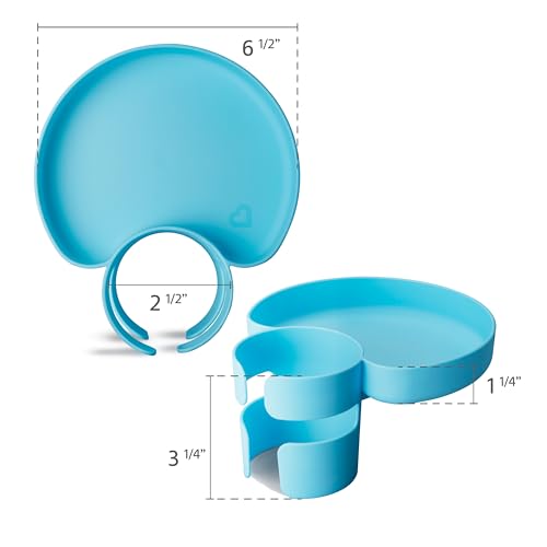 Munchkin Carseat Tray with Miracle 360 Sippy Cup for Toddlers 1-3 - Travel & Road Trip Accessory for Kids, Mess-Free Snacking and Spill Proof Drinking in The Car, Blue - color: Blue