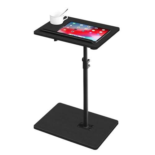 MAHANCRIS TV Tray Table, Height Adjustable TV Trays with 360° Swivel, Space-Saving Side Table for Couch, Multi-Functional Sofa Table with Anti-Slip Bar, Bedside, Black ETBK4501 - color: Black