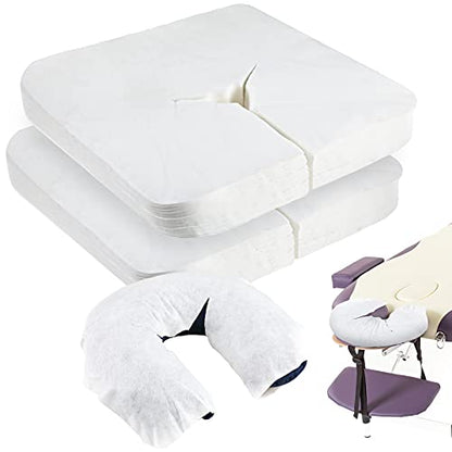 200 Pieces Disposable Face Cradle Covers Massage Headrest Covers for Massage Tables and Massage Chairs Beauty Spa Salon Bed, 11.8 x 15.7 Inches (White) - color: White