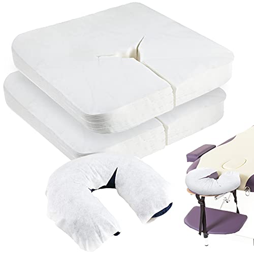 200 Pieces Disposable Face Cradle Covers Massage Headrest Covers for Massage Tables and Massage Chairs Beauty Spa Salon Bed, 11.8 x 15.7 Inches (White) - color: White
