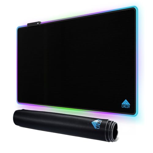 Cacoy 31.5 x 20 Inch RGB Gaming Mouse Pad, Large Mousepad with Led Light, RGB Keyboard Pad Gaming Accessories for Desk, Non-Slip Rubber Base Big Mouse Mat for Gamer, Extended Computer Desk Pad, Black - color: Rgb, size: 31.5" x 20"