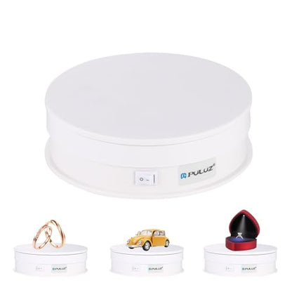 PULUZ 360 Degree Photography Turntable Rotating Display Stand, 5.7in(15cm) Diameter 360 Degree Turntable Display Stand for Photography Video Shooting Props Jewelry, Max Load 33Lb (White) - size: 5.7inch/White