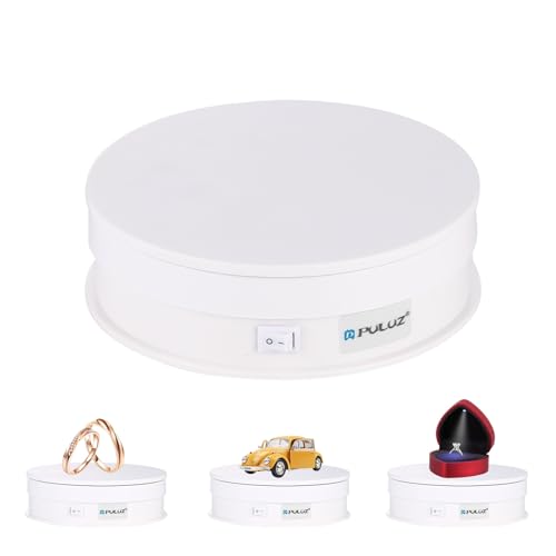 PULUZ 360 Degree Photography Turntable Rotating Display Stand, 5.7in(15cm) Diameter 360 Degree Turntable Display Stand for Photography Video Shooting Props Jewelry, Max Load 33Lb (White) - size: 5.7inch/White