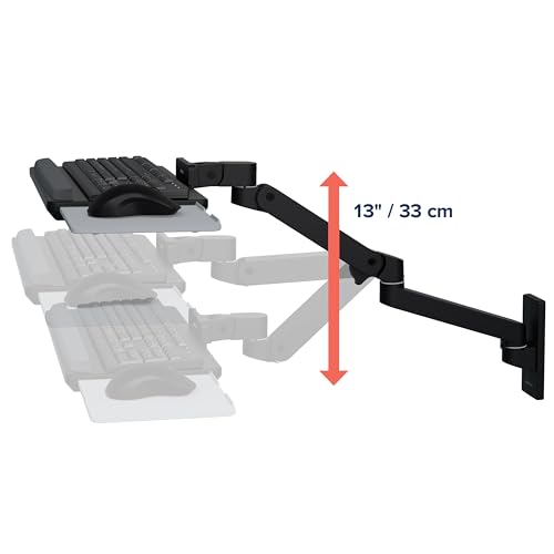 Ergotron – Upgraded LX Pro Premium Keyboard Arm, Wall Mount Adjustable Keyboard Tray – Matte Black - color: Matte Black