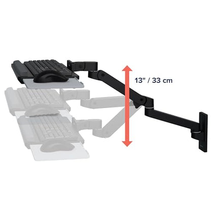 Ergotron – Upgraded LX Pro Premium Keyboard Arm, Wall Mount Adjustable Keyboard Tray – Matte Black - color: Matte Black