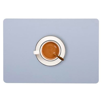 Wipeable Placemats Leather Table Mats Waterproof Heat-Resistant Easy to Clean for Dining Table Set Kitchen Table (2, Pale Blue) - color: Pale Blue, size: set of 2