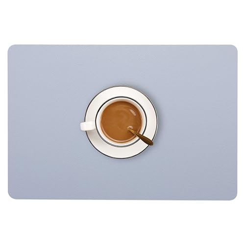 Wipeable Placemats Leather Table Mats Waterproof Heat-Resistant Easy to Clean for Dining Table Set Kitchen Table (2, Pale Blue) - color: Pale Blue, size: set of 2