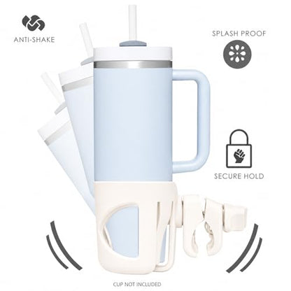 New Stroller Cup Holder for Stanley Quencher H2.0 (30 & 40 Oz. Models), Also Compatible with Stanley IceFlow (20 & 30 Oz. Models) - Almond White - color: Almond White