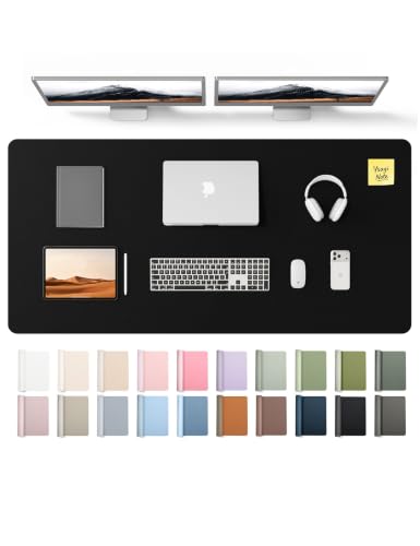 YSAGi Leather Desk Pad Protector, Office Desk Mat, Large Mouse Pad, Non-Slip PU Leather Desk Blotter, Laptop Desk Pad, Waterproof Desk Writing Pad for Office and Home (Black, 55" x 24") - color: Black, size: 55" x 24"