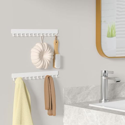 Necklace Holder Hanging Jewelry Organizer - Self-Adhesive Wall Mounted for Necklaces, Bracelets, 2 PCS, White - color: White