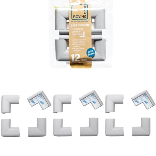 Roving Cove HeftyFit Corner Protector for Baby (12 Large Corners), Heavy-Duty Soft Rubber Foam Furniture Corner Bumper Guards, 3M Adhesive Pre-Taped, Stone Grey - color: Stone Grey, size: Large 12 Count (Pack of 1)