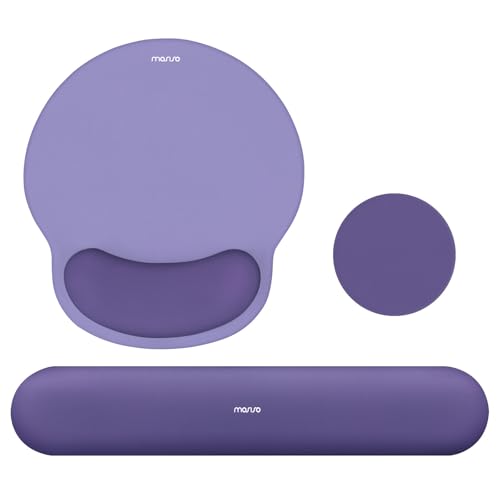 MOSISO Wrist Rest Support for Mouse Pad&Keyboard Set, Circle Curved Ergonomic Mousepad&Coaster Non-Slip Base Home/Office Pain Relief&Easy Typing Pad with Soft Cloth&Silicone Lining, Imperial Purple - color: Imperial Purple