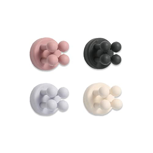 4 Pcs Silicone Waterproof Toothbrush Holders,Multi-Function Self Adhesive Hooks for Hanging Key Clothes Towel Cable for Kitchen Bathroom Home Office Mixed - color: Mixed