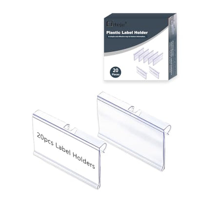 Diteje 20 Pack Wire Shelf Label Holders with Paper Inserts,3.15x1.50inch | Shelving Rack Retail Sign Hook,Clip On Design,for Supermarket/Retail/Shelves,No Tools Needed - size: 3.15x1.65in
