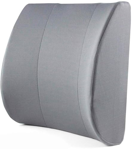 DMI Lumbar Support Pillow for Chair to Assist with Back Support with Removable Washable Cover and Firm Insert to Ease Lower Back Pain while Improving Posture, 14 x 13 x 5, Contoured Foam, Elite, Gray - color: Gray, size: 1 Count (Pack of 1), style: Elite