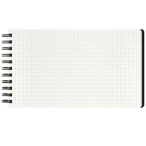 Maruman Mnemosyne Grid Notebook- Horizontal 3.94" x 7.09" Layout, 80 Sheets / 160 Pages, 5mm Graph Paper Journal, Perforated Pages & Wire-Bound to Lay Flat, Black, Made in Japan - size: Long (3.94" x 7.09")