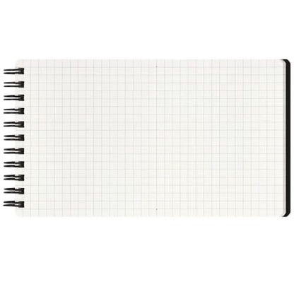 Maruman Mnemosyne Grid Notebook- Horizontal 3.94" x 7.09" Layout, 80 Sheets / 160 Pages, 5mm Graph Paper Journal, Perforated Pages & Wire-Bound to Lay Flat, Black, Made in Japan - size: Long (3.94" x 7.09")