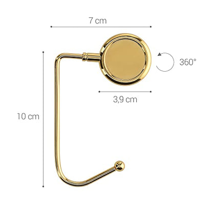 kwmobile Purse Hook for Table - Set of 2 Purse Holder - Handbag Hanger - Portable Bag Holder - Bag Hooks for Desk - Table Hook Gold - color: Gold