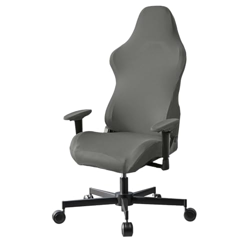 Stretch Gaming Chair Cover, Soft and Comfortable, Dust Protection, Modern Design, for Office Computer Racing Seat(Gray) - color: Grey